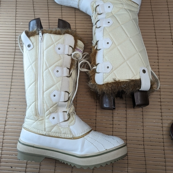 Skechers Skech-tex Waterproof  Womens white Boots Size 8.5M faux coyote fur line - Picture 4 of 11